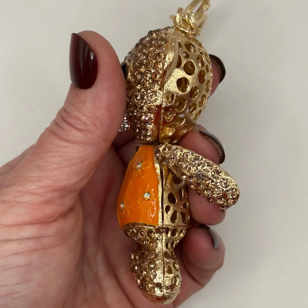 Sparkling Gold & Orange Rhinestone Mobile Keychain/Bag Charm